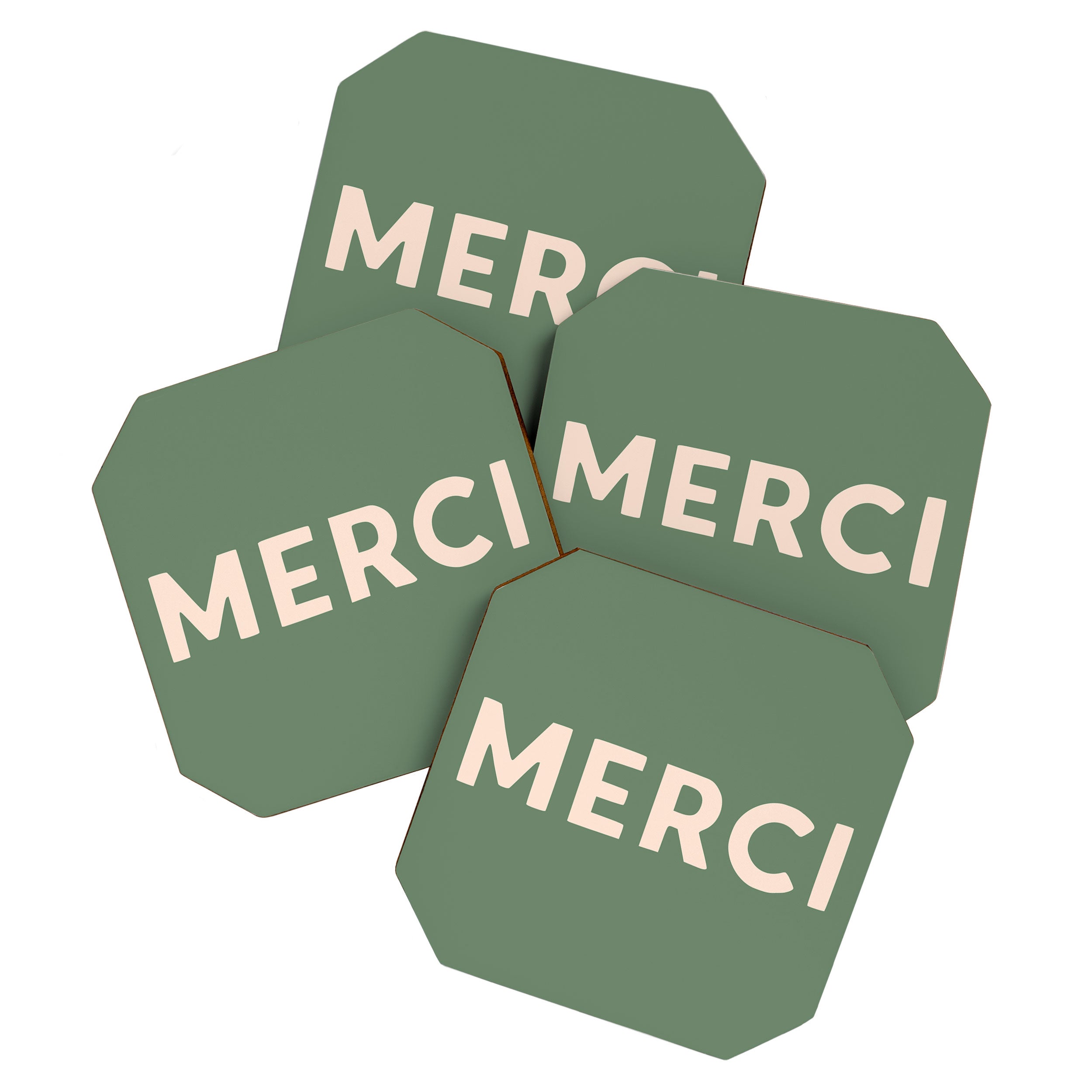 Merci French Retro Hand Lettering Coaster Gallery Image 1
