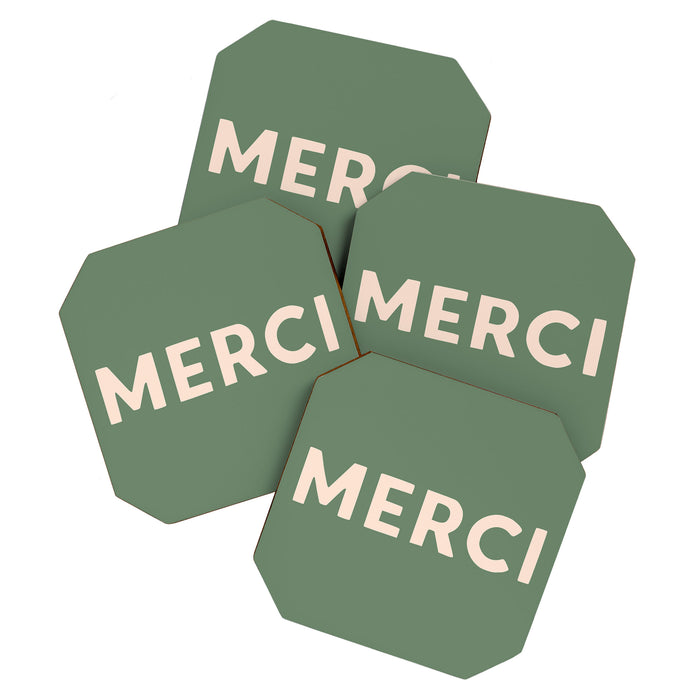 Merci French Retro Hand Lettering Coaster Gallery Image 1