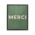 Merci French Retro Hand Lettering Framed Canvas Print Gallery Image 6