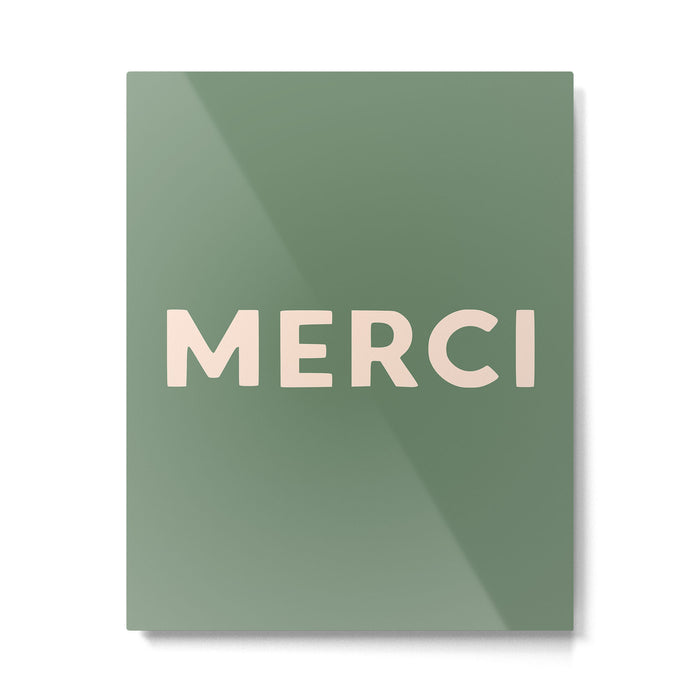 Merci French Retro Hand Lettering Metal Print Gallery Image 1