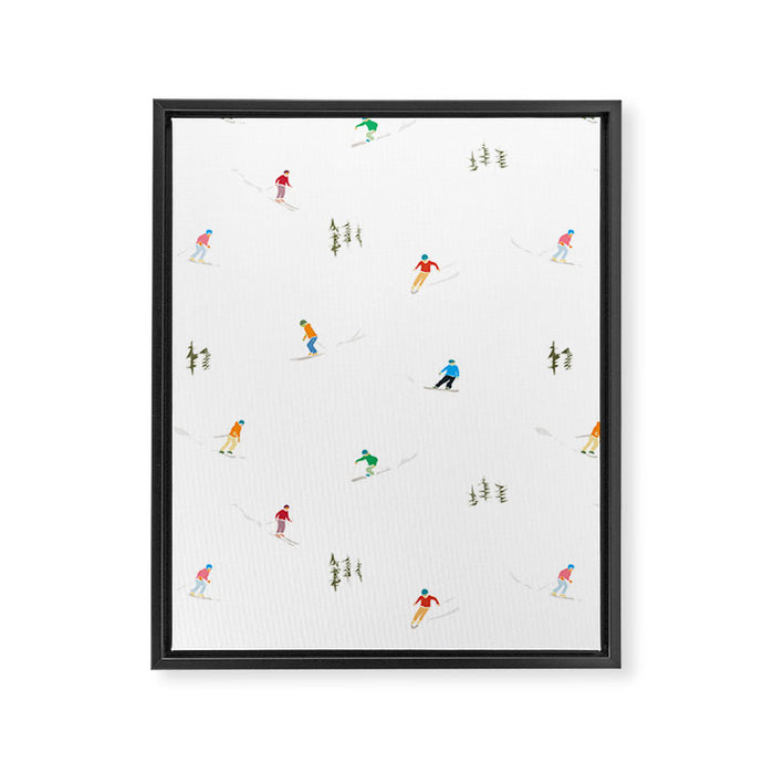 Mountain Skiers Pattern Framed Canvas Print Gallery Image 1