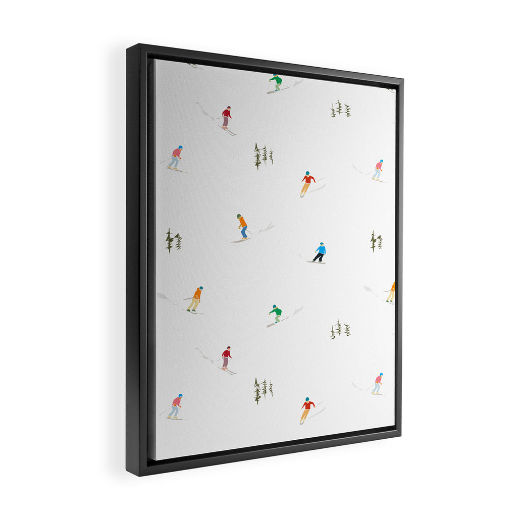 Mountain Skiers Pattern Framed Canvas Print Gallery Image 2