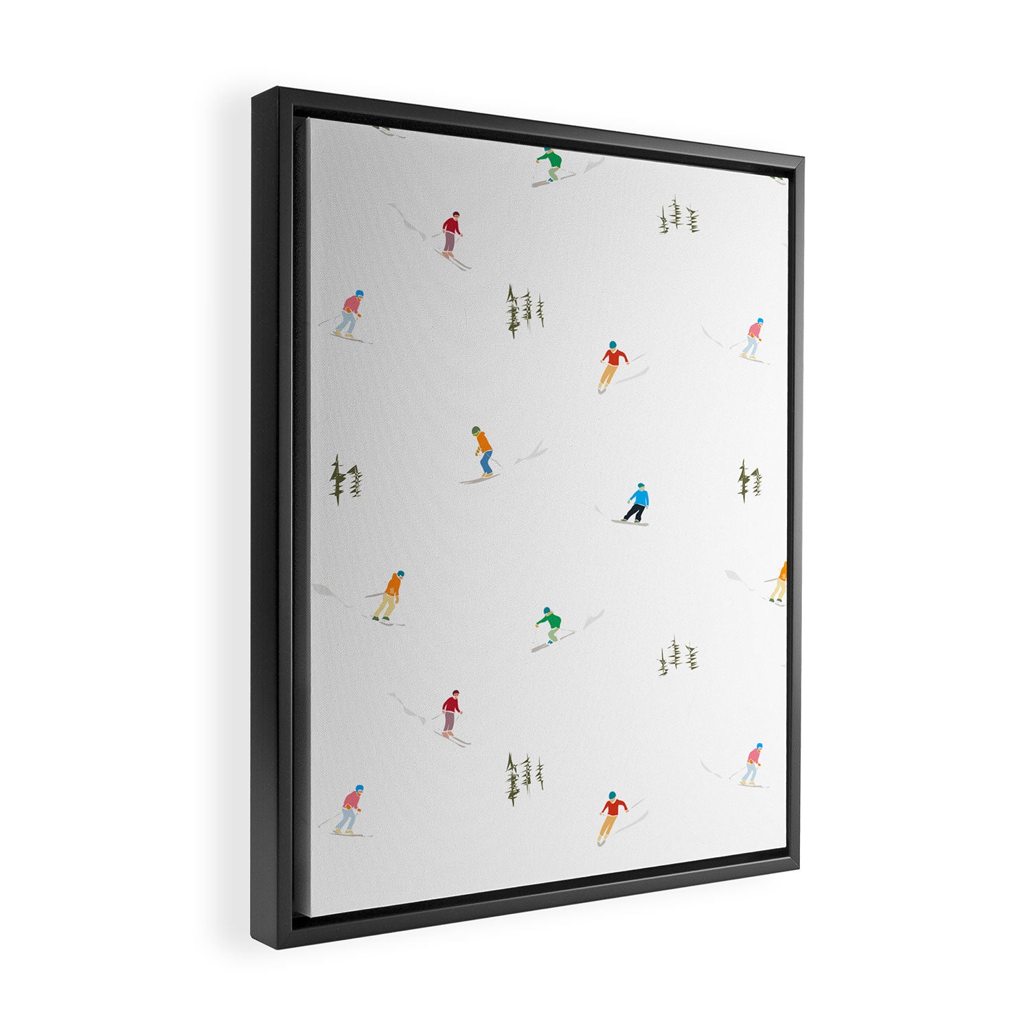 Mountain Skiers Pattern Framed Canvas Print Gallery Image 2
