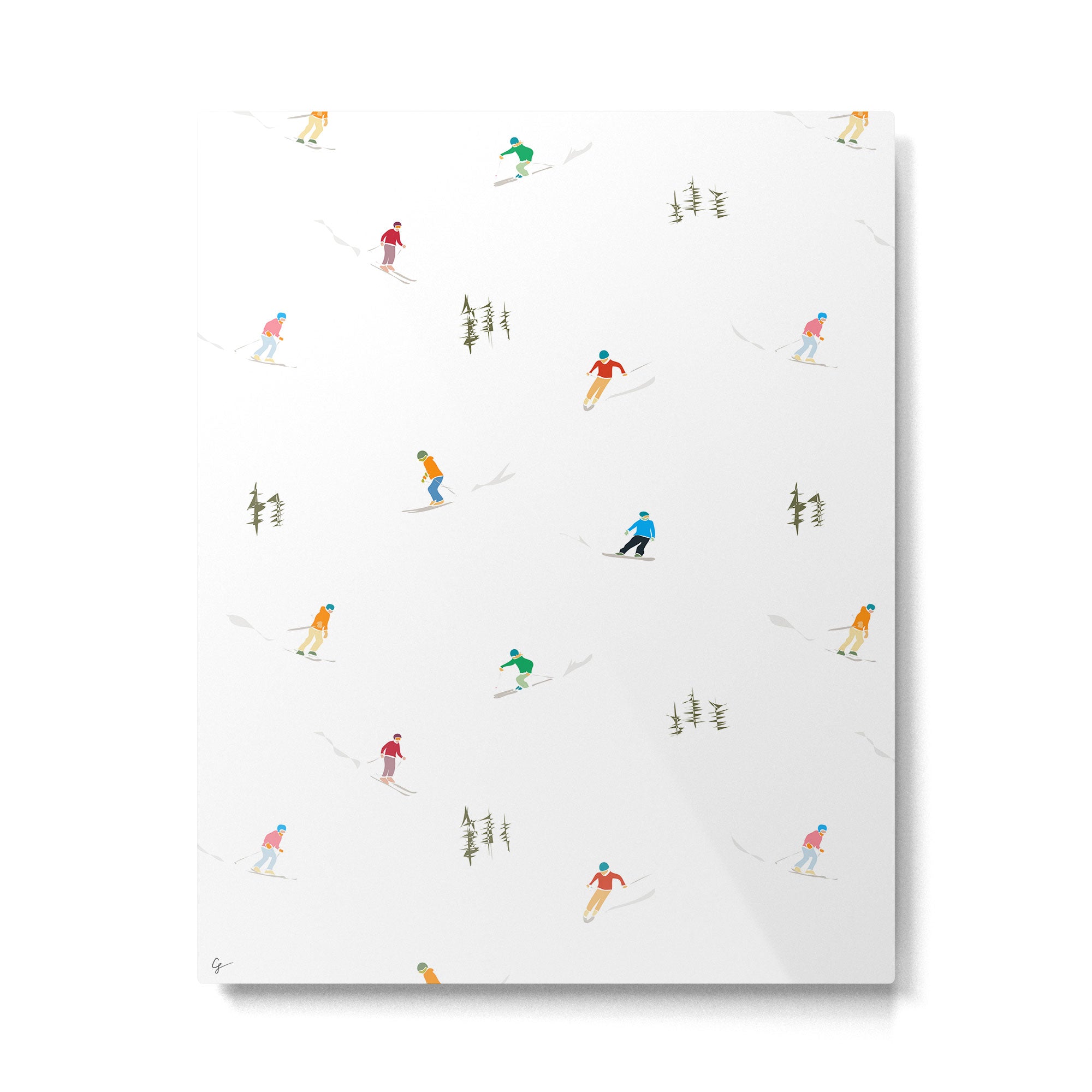 Mountain Skiers Pattern Metal Print Gallery Image 4