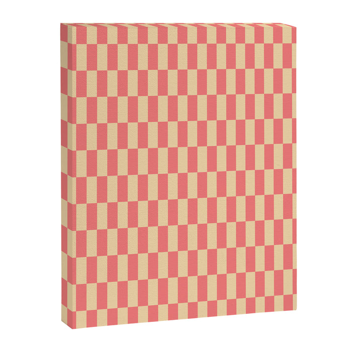Narrow Check Pattern - Retro Coral and Cream Canvas Print Gallery Image 1