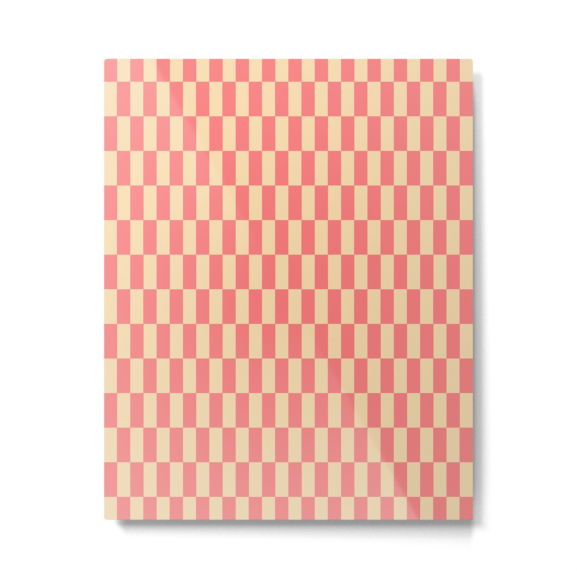 Narrow Check Pattern - Retro Coral and Cream Metal Print Gallery Image 4