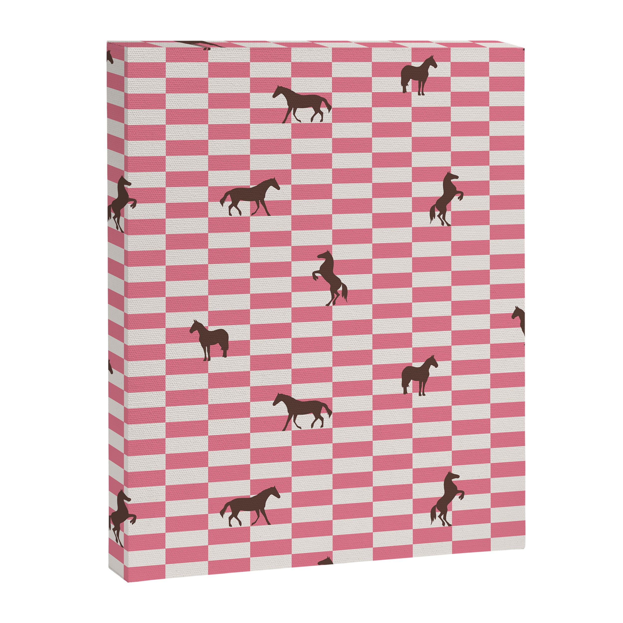 Pink Check Horses  Pattern Canvas Print Gallery Image 6