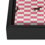 Pink Check Horses  Pattern Framed Canvas Print Gallery Image 3