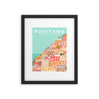 Positano, Amalfi Coast, Italy Travel Poster Framed Art Print Gallery Image 5