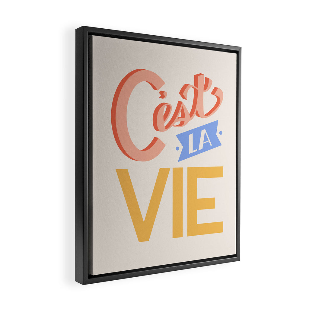 Retro C'est La Vie Framed Canvas Print Gallery Image 2