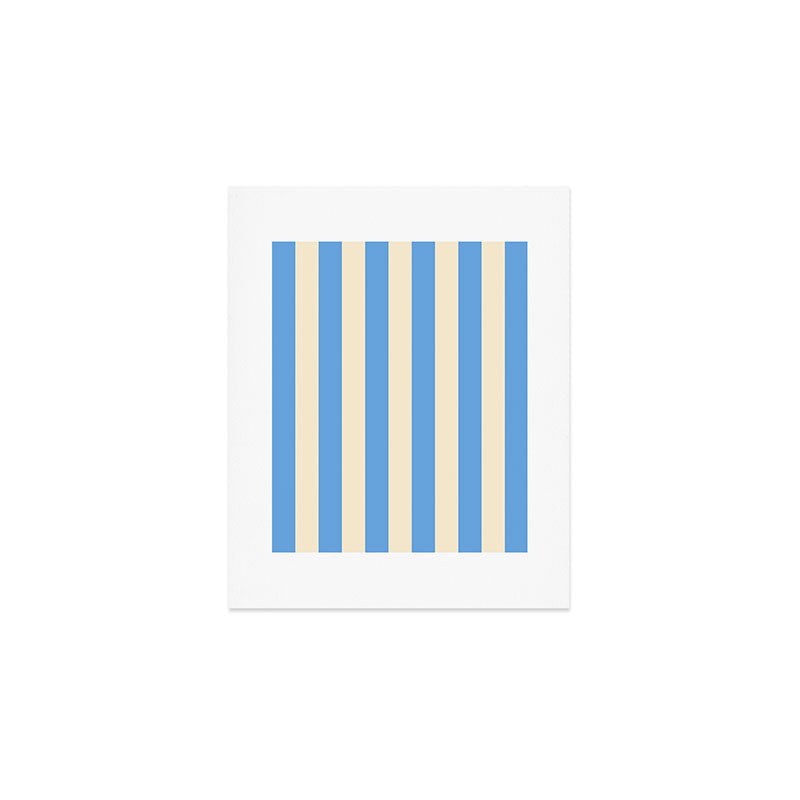 Retro Coastal Blue and White Stripes Art Print Gallery Image 1