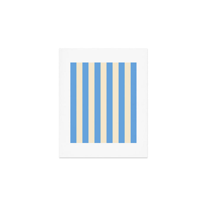 Retro Coastal Blue and White Stripes Art Print Gallery Image 1