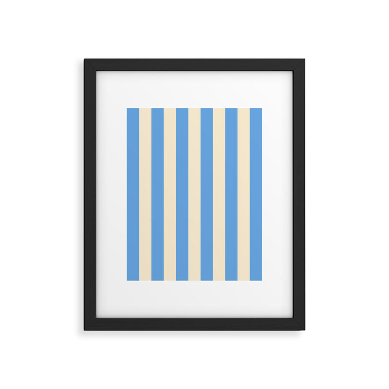 Retro Coastal Blue and White Stripes Framed Art Print Gallery Image 5
