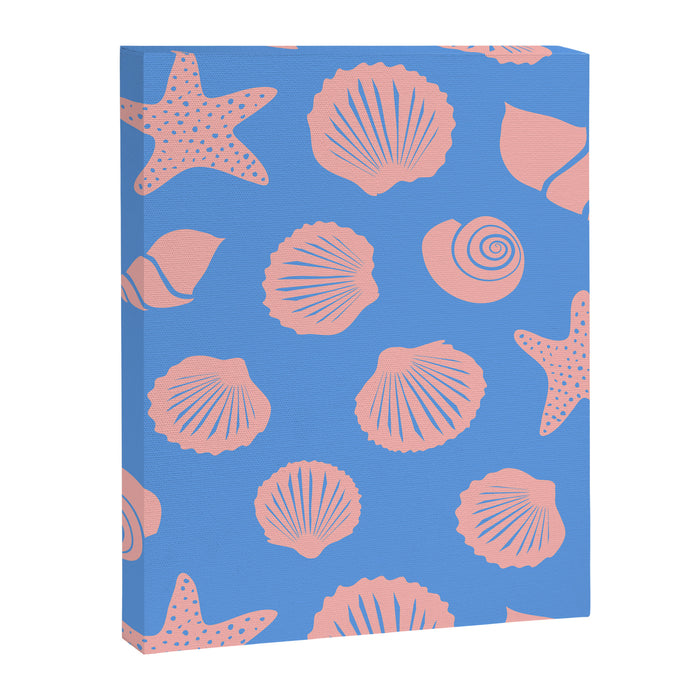 Retro Coastal Shells on Blue Canvas Print Gallery Image 1