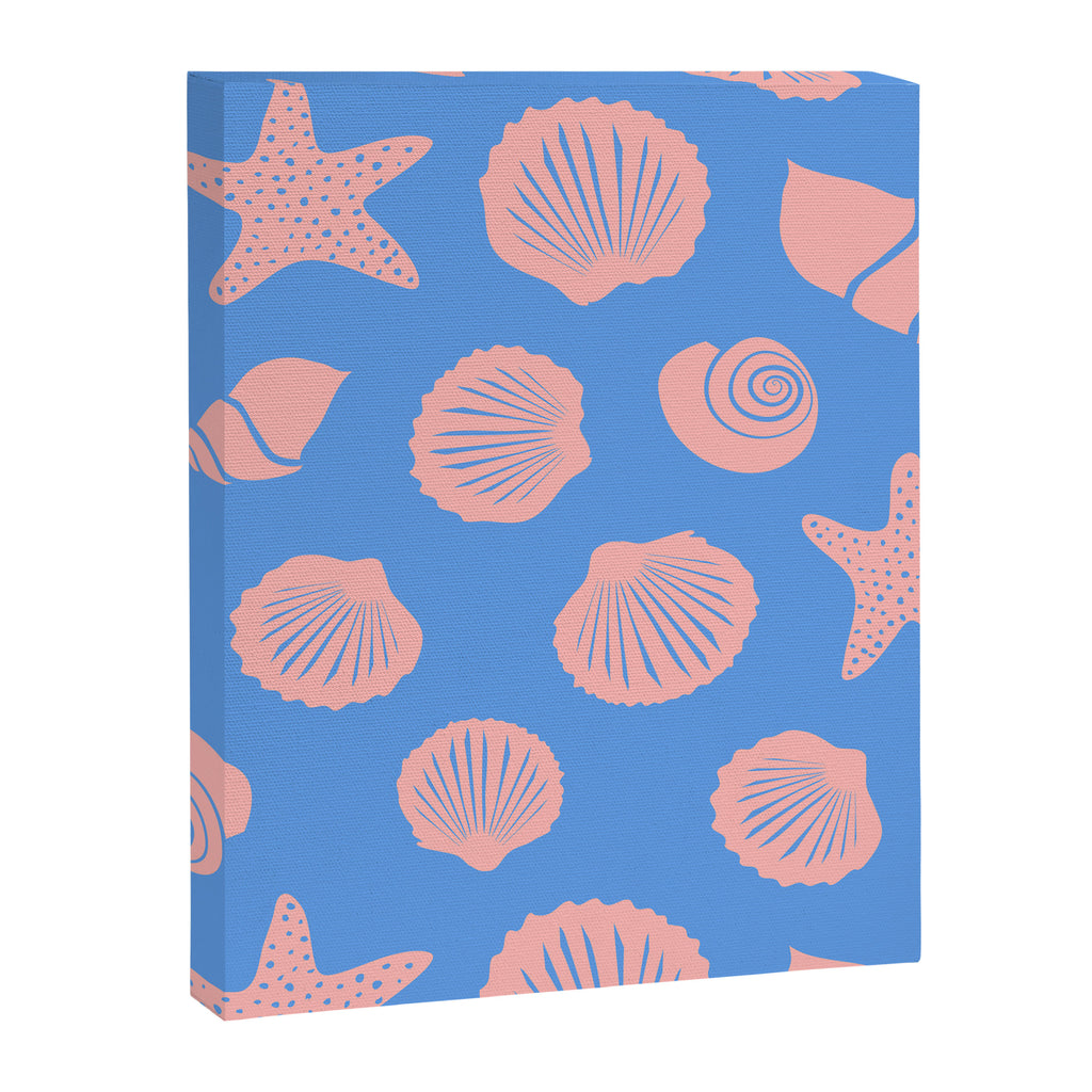 Retro Coastal Shells on Blue Canvas Print Gallery Image 6