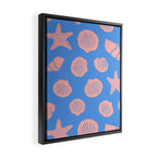 Retro Coastal Shells on Blue Framed Canvas Print Gallery Image 2
