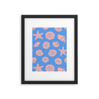Retro Coastal Shells on Blue Framed Art Print Gallery Image 5
