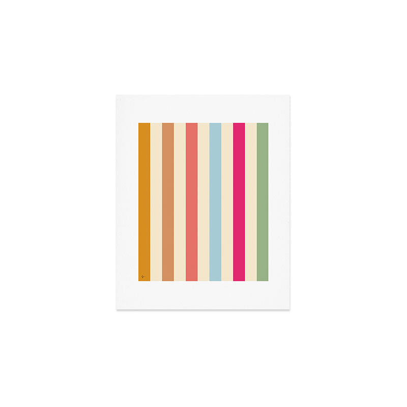 Retro French Rainbow Stripes Art Print Gallery Image 1