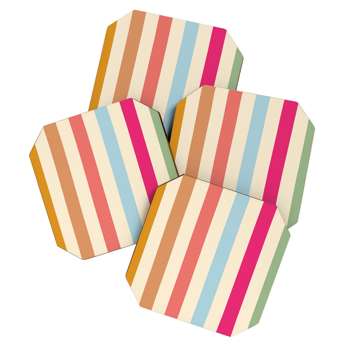 Retro French Rainbow Stripes Coaster Gallery Image 1