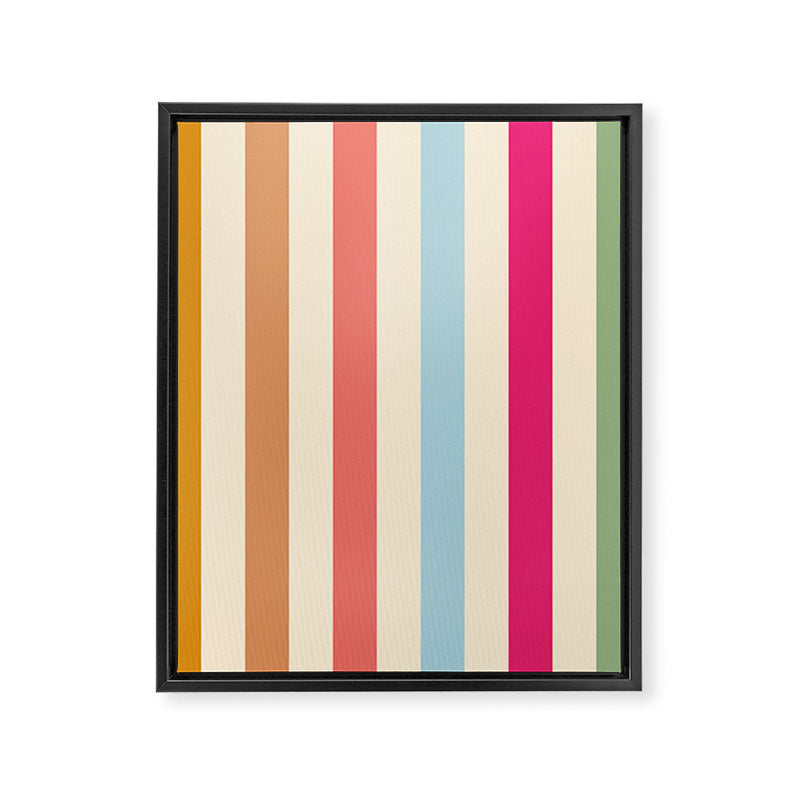 Retro French Rainbow Stripes Framed Canvas Print Gallery Image 6