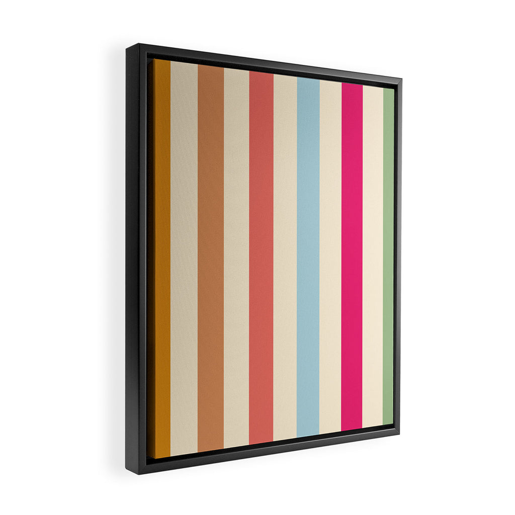 Retro French Rainbow Stripes Framed Canvas Print Gallery Image 2
