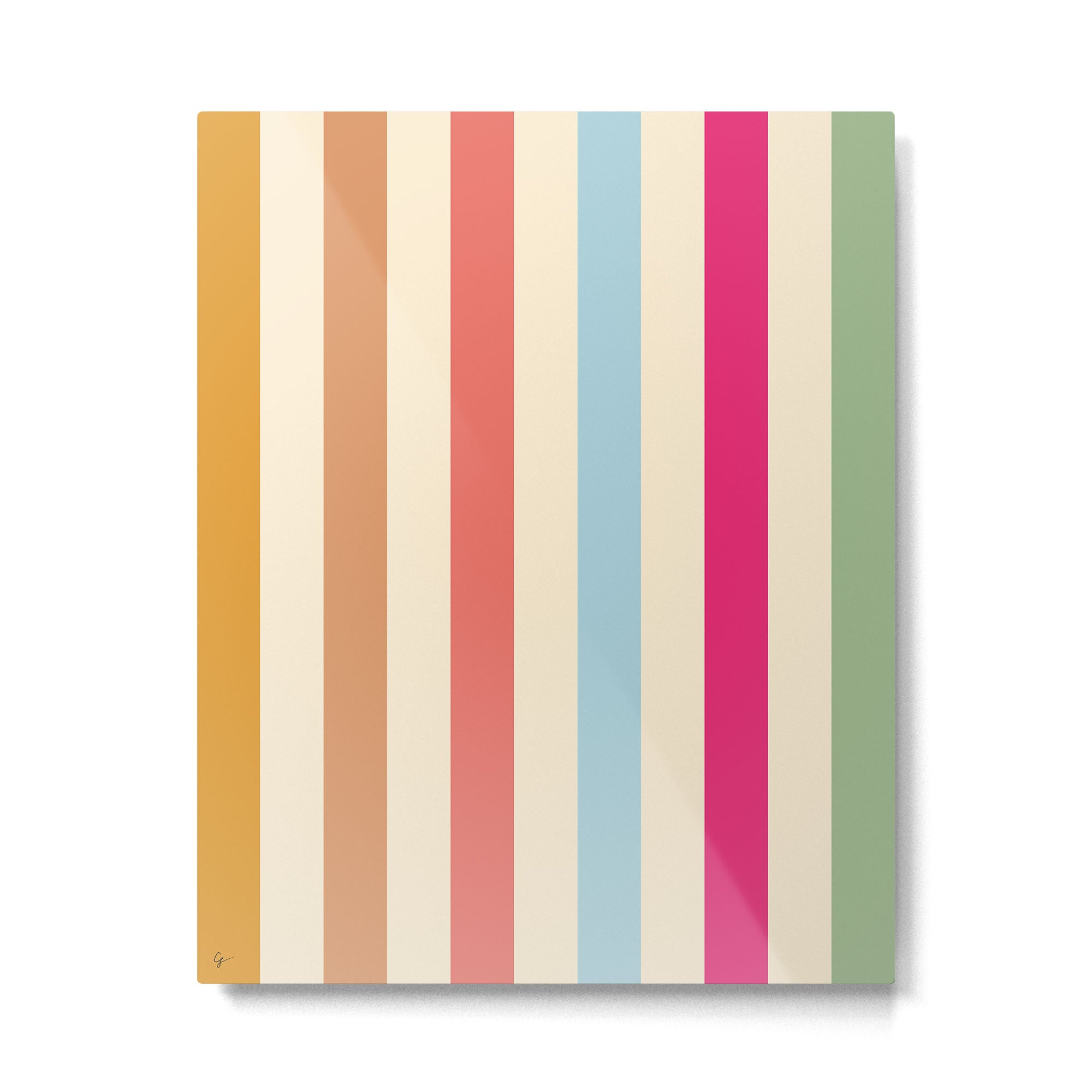 Retro French Rainbow Stripes Metal Print Gallery Image 4