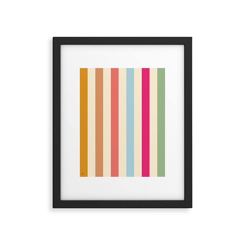 Retro French Rainbow Stripes Framed Art Print Gallery Image 5