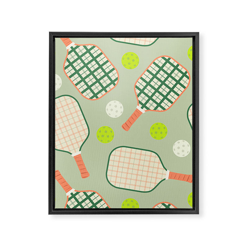 Retro Pickleball Pattern Framed Canvas Print Gallery Image 6