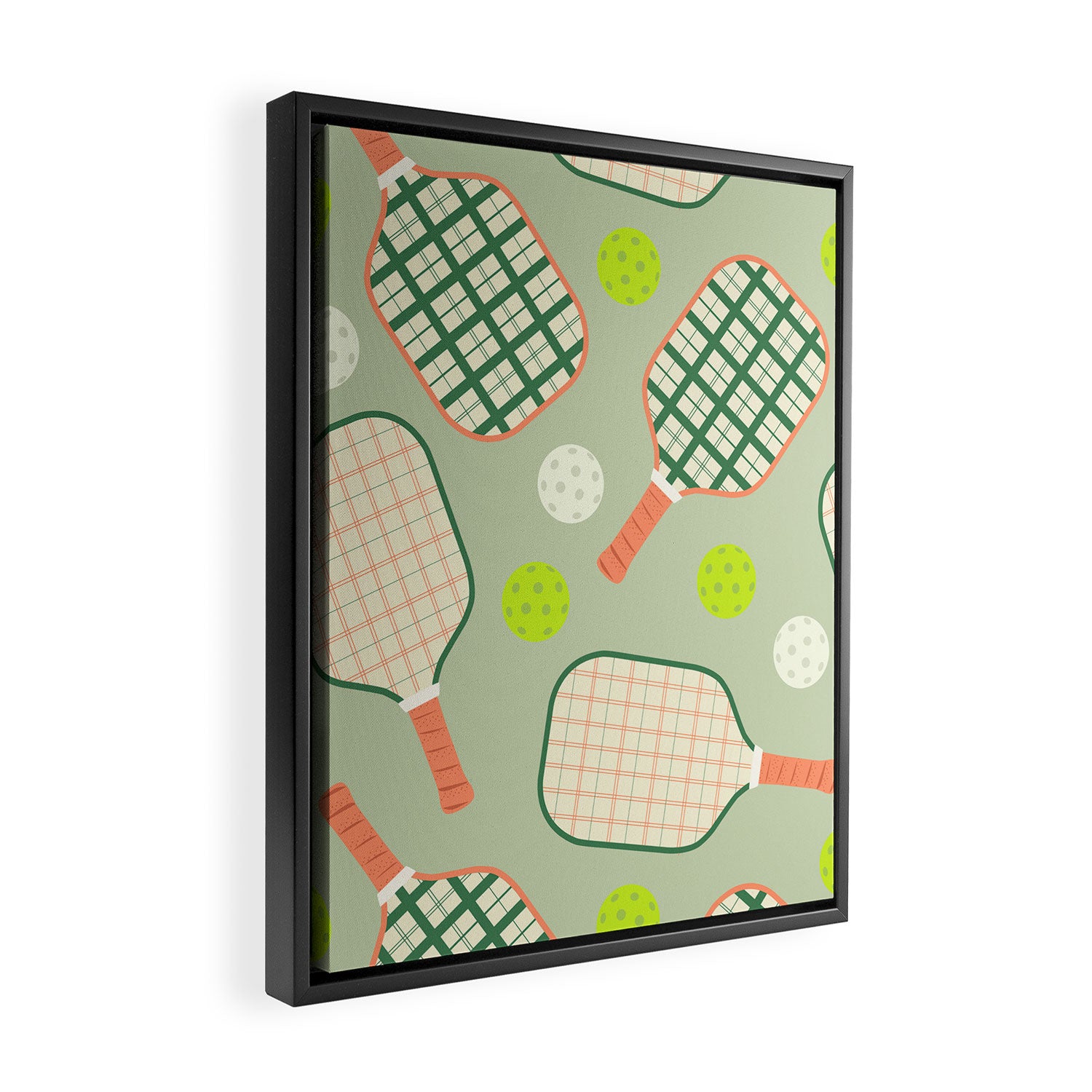 Retro Pickleball Pattern Framed Canvas Print Gallery Image 2
