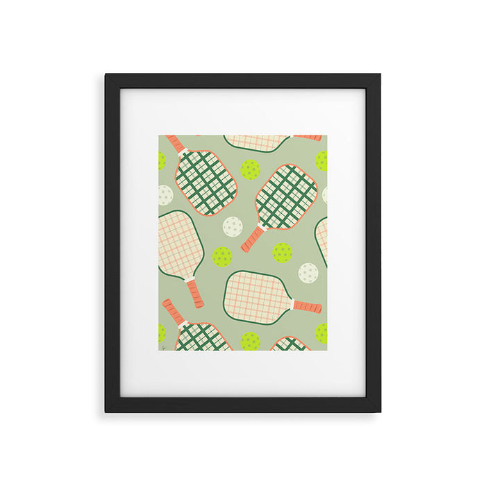 Retro Pickleball Pattern Framed Art Print Gallery Image 1