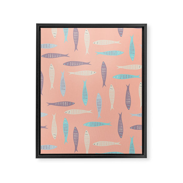 Sardines on Pink Framed Canvas Print Gallery Image 1