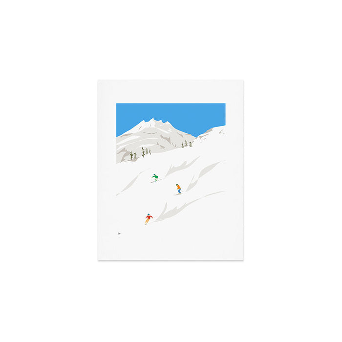 Snowy Mountain Skiers Art Print Gallery Image 1