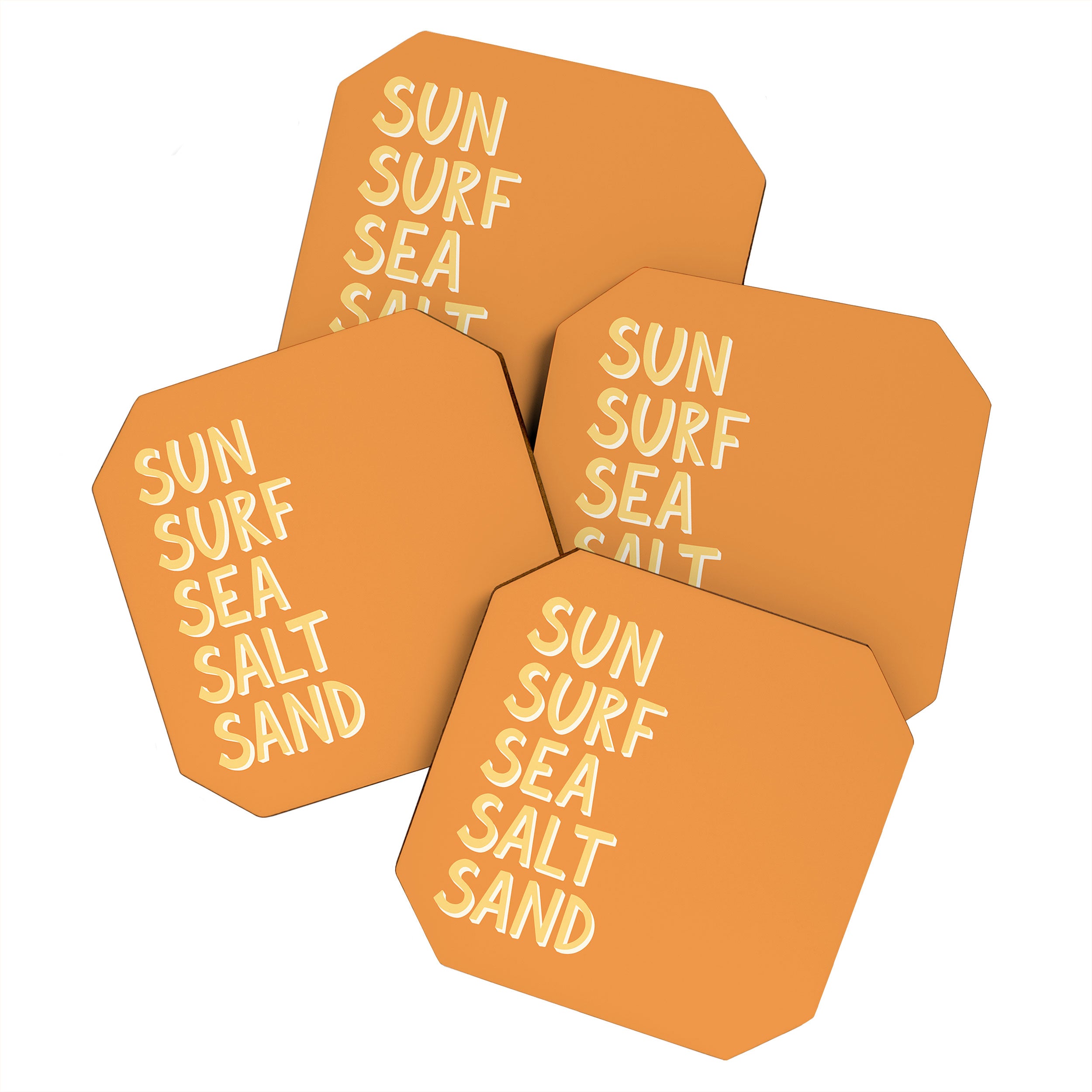 Sun Surf Sea Salt Sand Hand Lettering Coaster Gallery Image 1