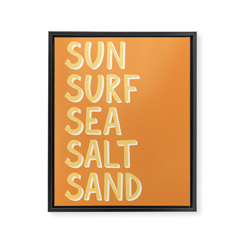 Sun Surf Sea Salt Sand Hand Lettering Framed Canvas Print Gallery Image 6