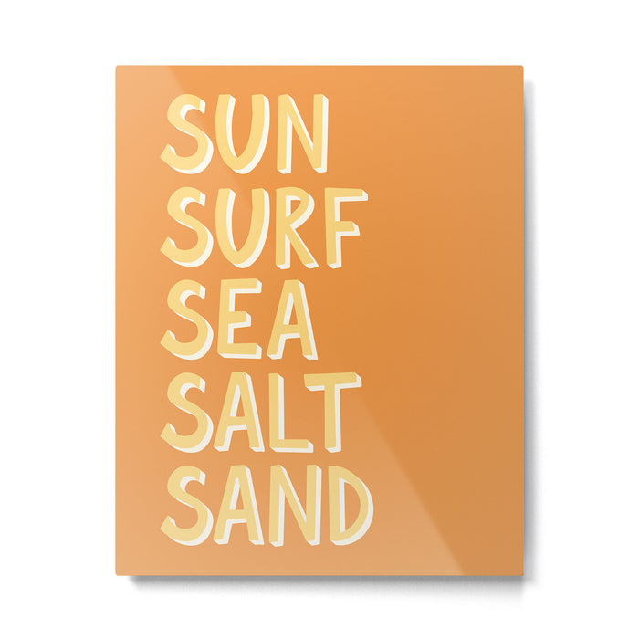 Sun Surf Sea Salt Sand Hand Lettering Metal Print Gallery Image 1