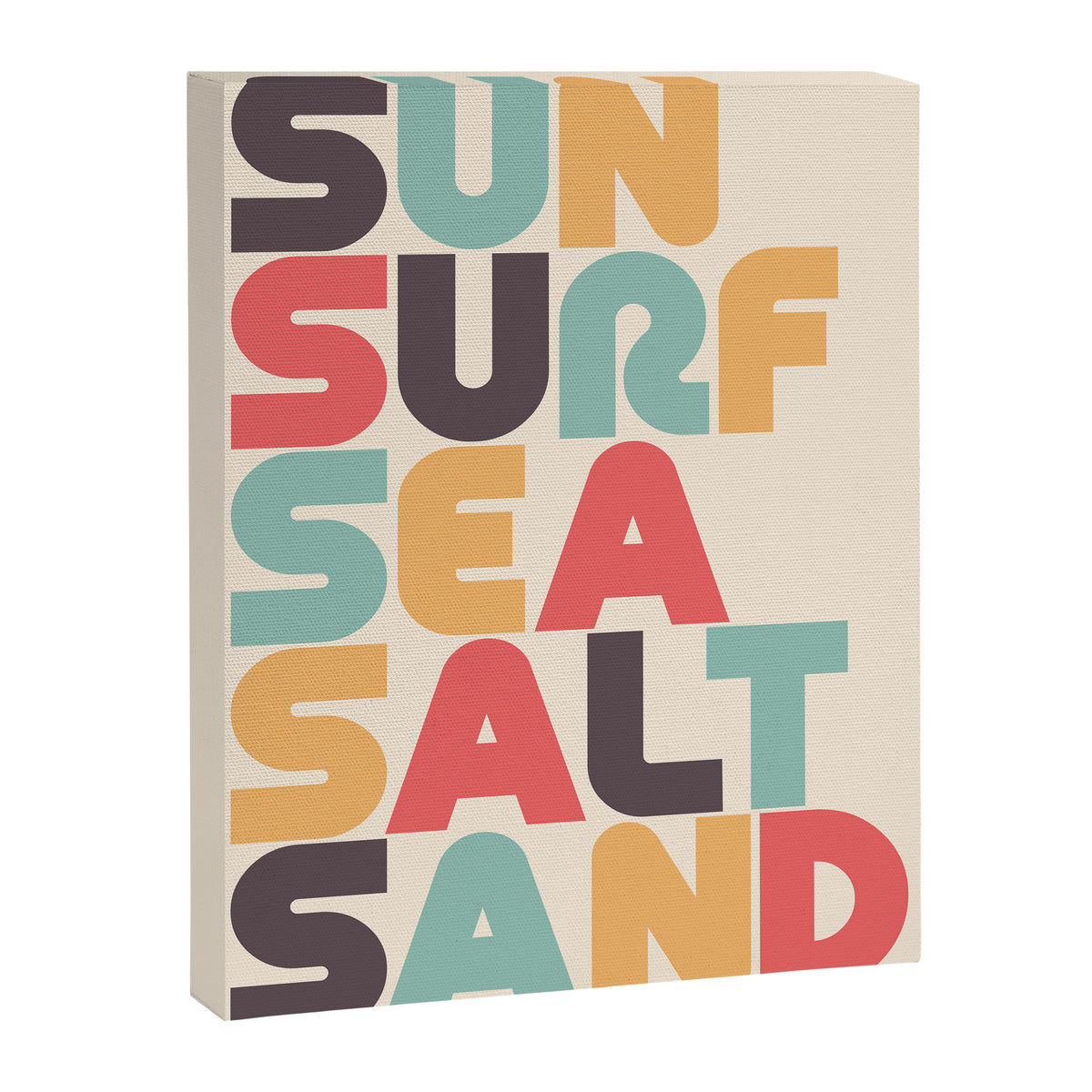 Sun Surf Sea Salt Sand Typography - Retro Rainbow Canvas Print Gallery Image 6