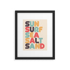 Sun Surf Sea Salt Sand Typography - Retro Rainbow Framed Art Print Gallery Image 5