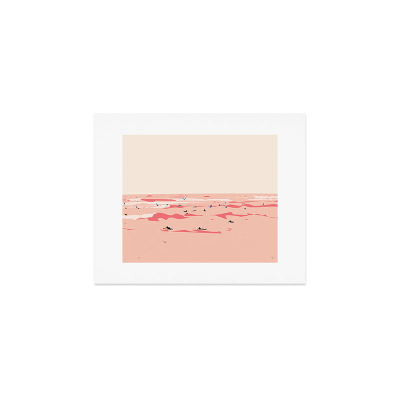 Sunset Tiny Surfers in Lima Art Print Gallery Image 1