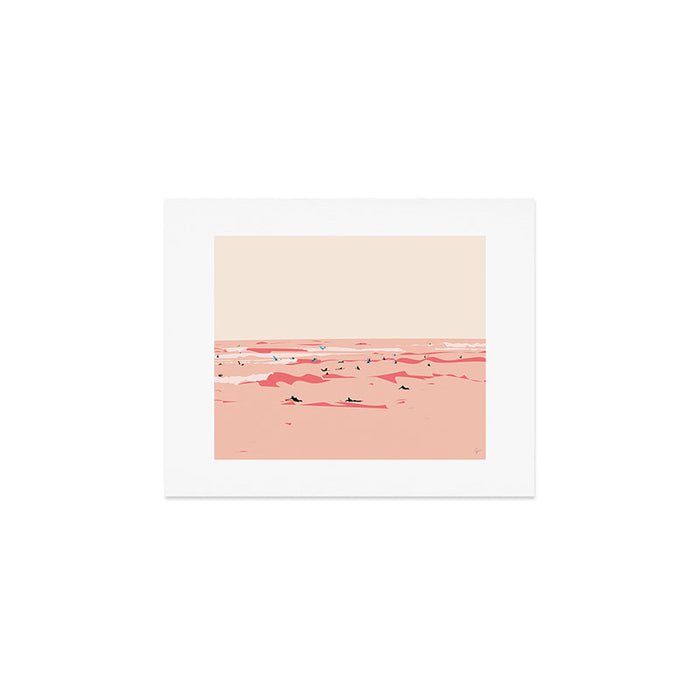 Sunset Tiny Surfers in Lima Art Print Gallery Image 1