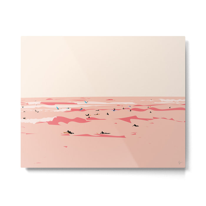 Sunset Tiny Surfers in Lima Metal Print Gallery Image 1