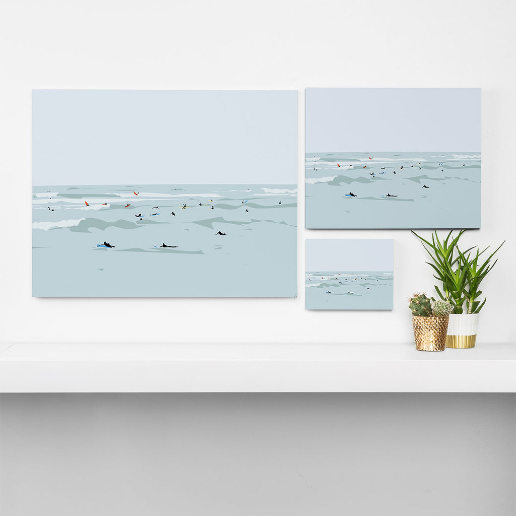 Tiny Surfers in Lima Canvas Print Gallery Image 3