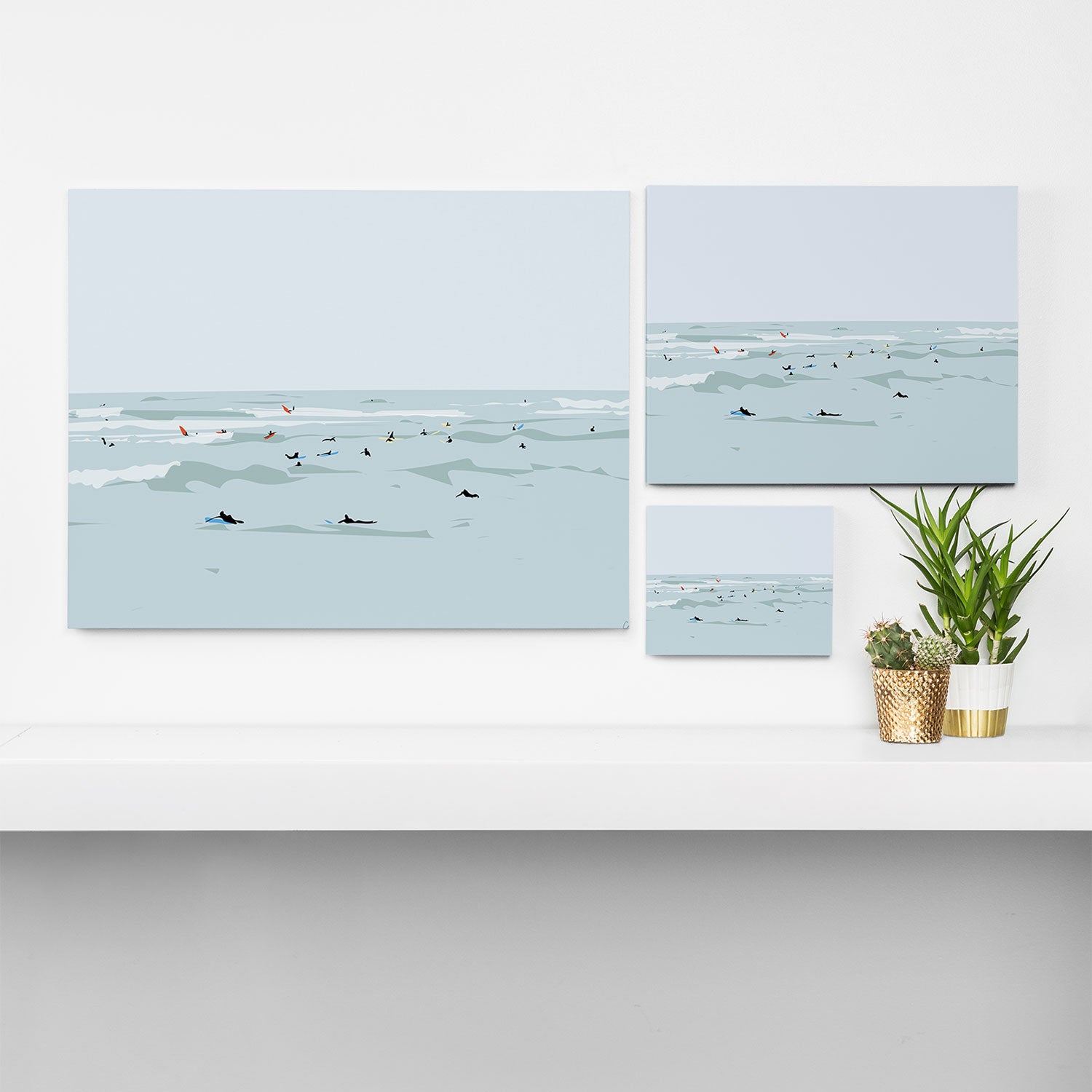 Tiny Surfers in Lima Canvas Print Gallery Image 3