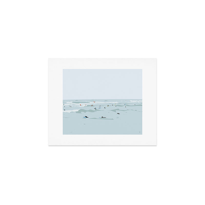Tiny Surfers in Lima Art Print Gallery Image 1