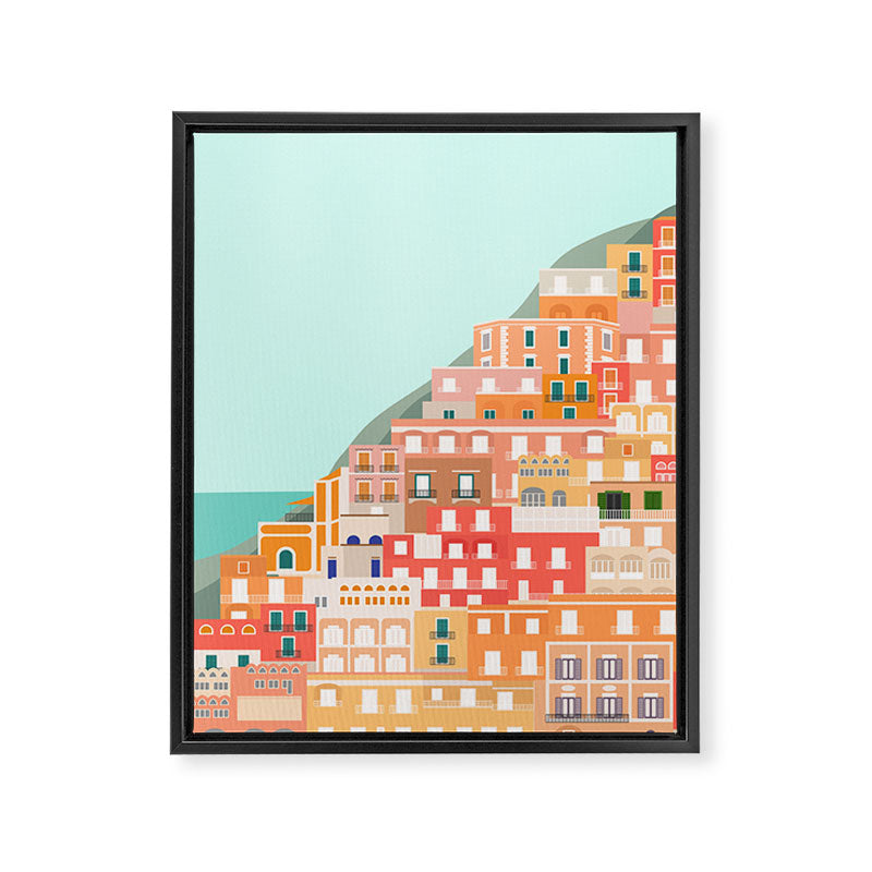View over the Amalfi Coast, Positano, Italy Framed Canvas Print Gallery Image 6