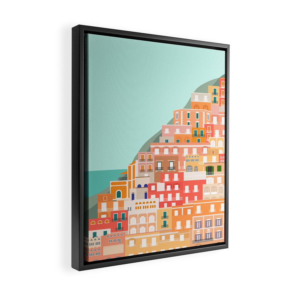 View over the Amalfi Coast, Positano, Italy Framed Canvas Print Gallery Image 2