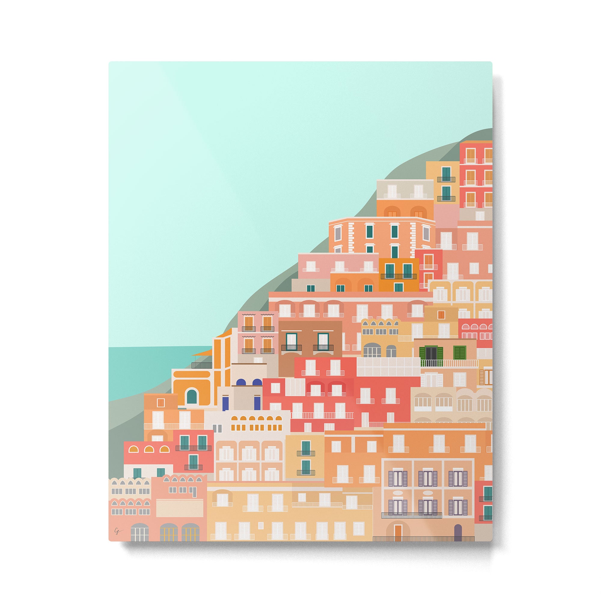 View over the Amalfi Coast, Positano, Italy Metal Print Gallery Image 4