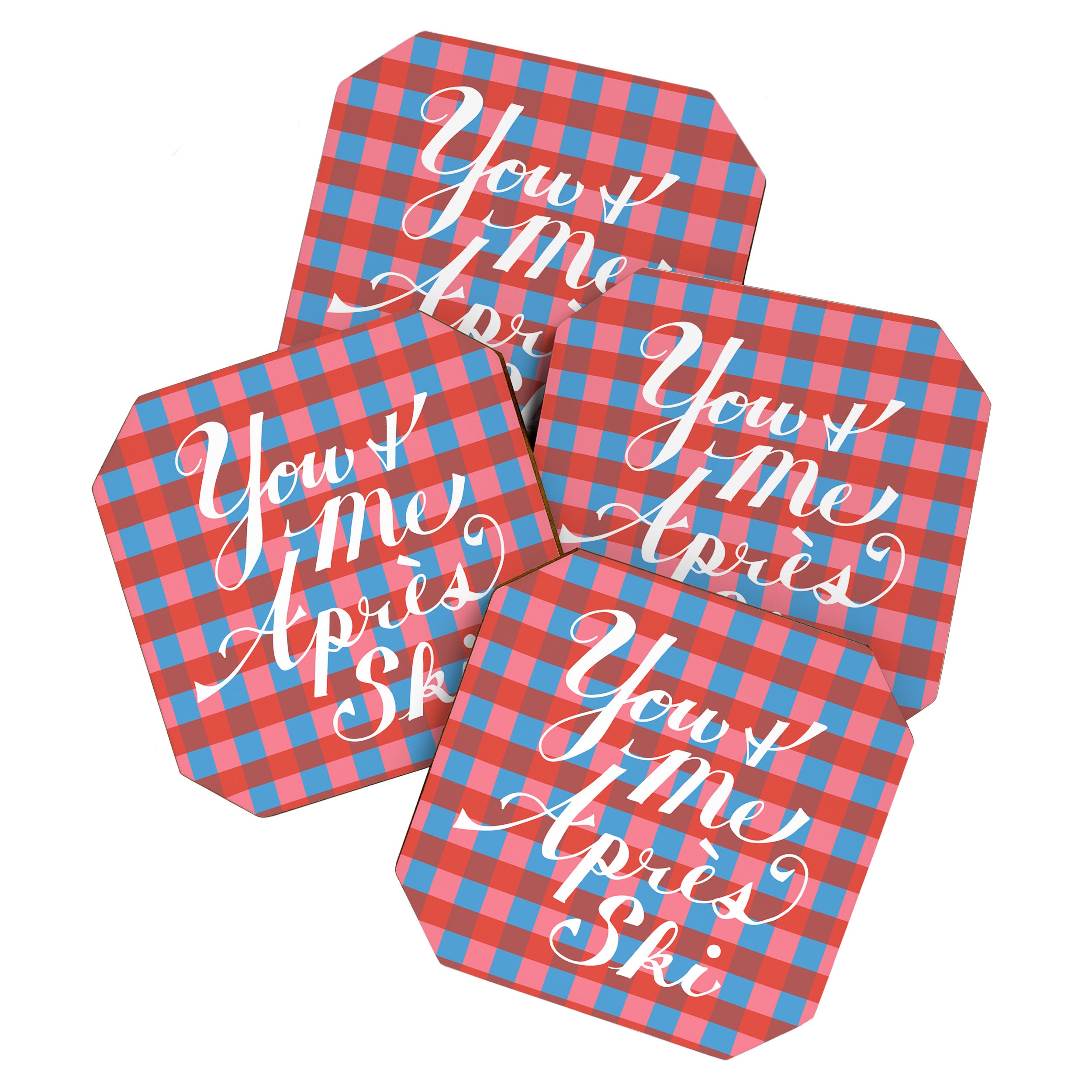You and Me Apres Ski in Plaid Coaster Gallery Image 1