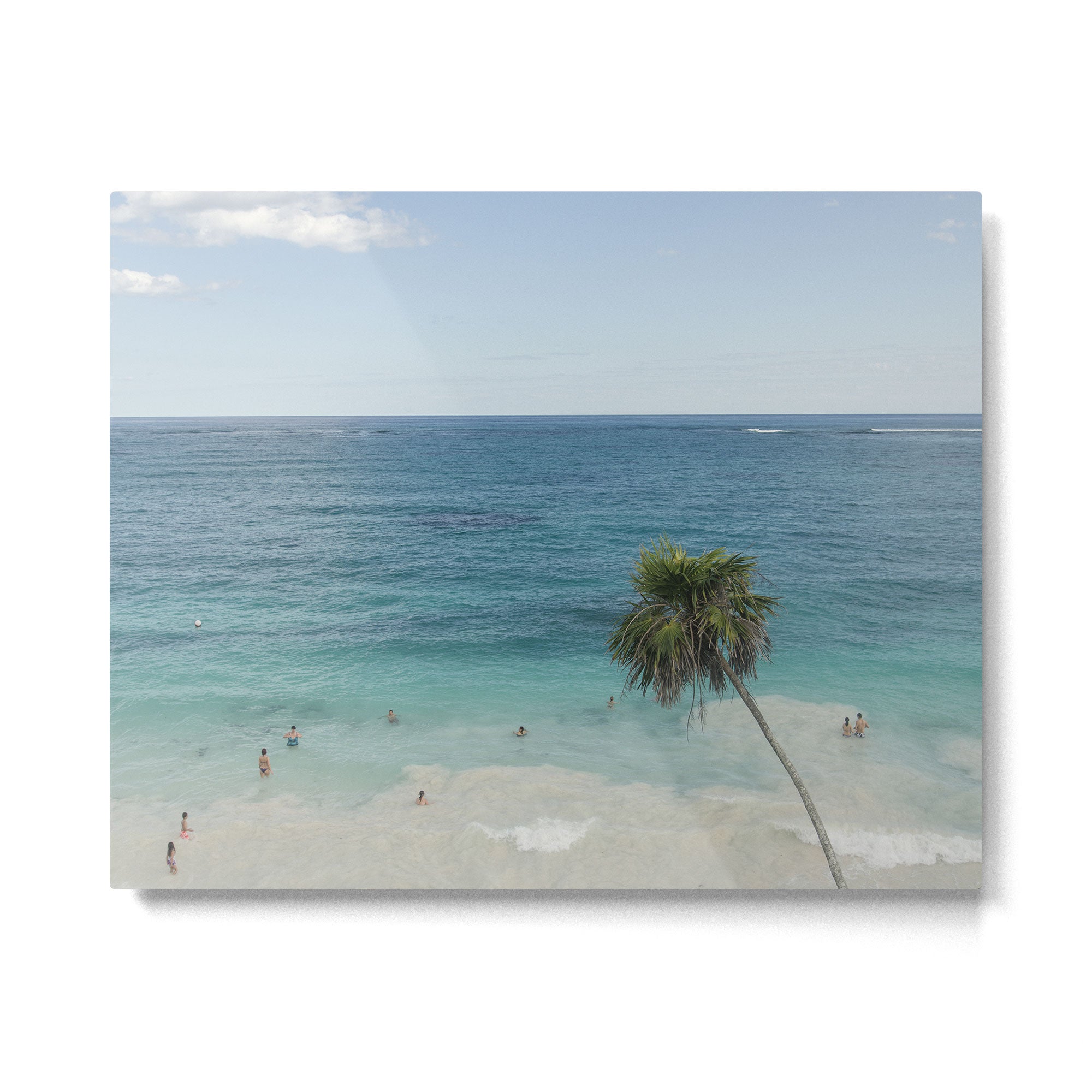 Retro Palm Beach Scene - Turquoise Ocean Wall Art Photography Metal Print Gallery Image 4