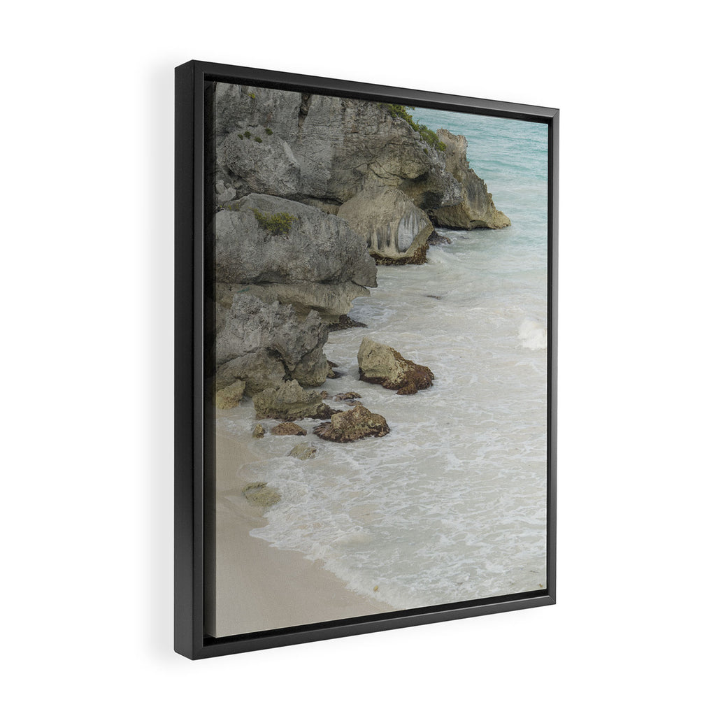 Soft Waves Along Rocky Shore Framed Canvas Print Gallery Image 2