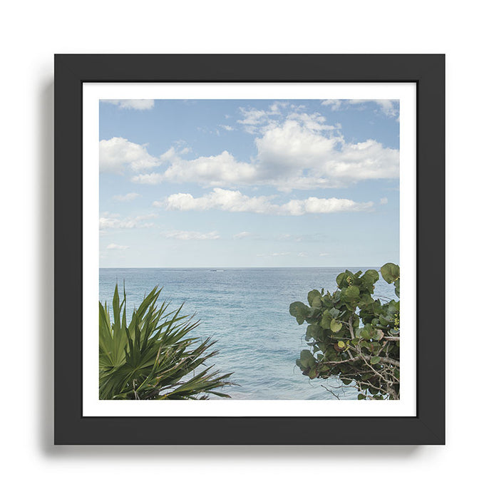 Tropical Ocean View - Blue Sea and Lush Greenery Wall Art Framed Art Print Gallery Image 1